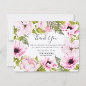 シックなピンクウォーターカラーフローラ サンキューカード (正面)
