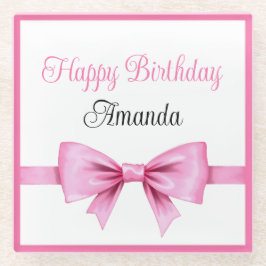 シックなピンクウォーターカラーボウスウィート16誕生日 ガラスコースター