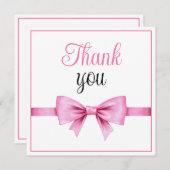 シックなピンクウォーターカラーボウスウィート16誕生日 サンキューカード (正面/裏面)