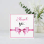 シックなピンクウォーターカラーボウスウィート16誕生日 サンキューカード (スタンド正面)