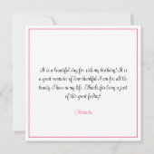 シックなピンクウォーターカラーボウスウィート16誕生日 サンキューカード (裏面)