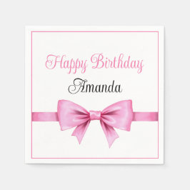 シックなピンクウォーターカラーボウスウィート16誕生日 スタンダードカクテルナプキン