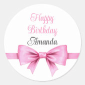 シックなピンクウォーターカラーボウスウィート16誕生日 ラウンドシール (正面)