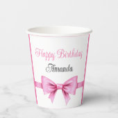 シックなピンクウォーターカラーボウスウィート16誕生日 紙コップ (裏面)