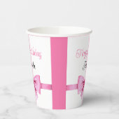 シックなピンクウォーターカラーボウスウィート16誕生日 紙コップ (左)