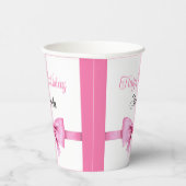 シックなピンクウォーターカラーボウスウィート16誕生日 紙コップ (右)