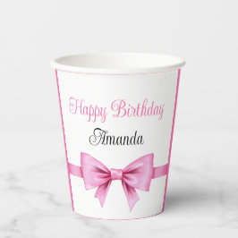 シックなピンクウォーターカラーボウスウィート16誕生日 紙コップ