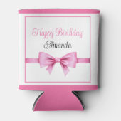 シックなピンクウォーターカラーボウスウィート16誕生日 缶クーラー (正面)