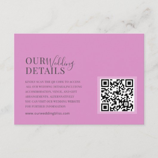 シックなピンクウォーターカラー結婚フローラ詳細 エンクロージャーカード (正面)