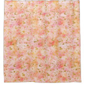 シックなピンクウォーターカラー金ゴールド紙吹雪 シャワーカーテン (正面)