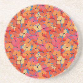 シックなピンクオレンジイエローポピーズサンドストーンコースター コースター