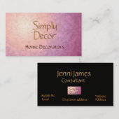 シックなピンクオレンジインテリアデコレータ名刺 名刺 (正面/裏面)