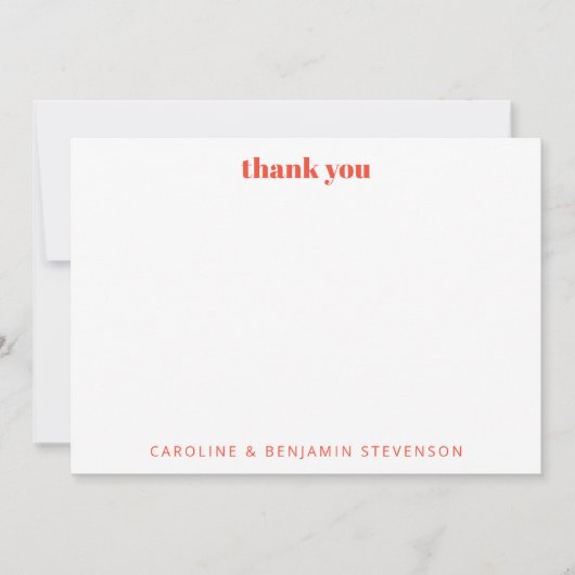 シックなピンクオレンジ色チェッカーボパーソナライズされたード サンキューカード (正面)