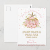 シックなピンクカボチャ1st誕生日パーティーありがとう ポストカード (正面/裏面)