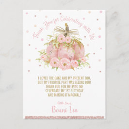 シックなピンクカボチャ1st誕生日パーティーありがとう ポストカード