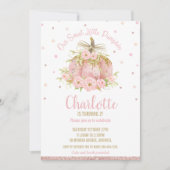 シックなピンクカボチャ1st誕生日フローラガール 招待状 (正面)
