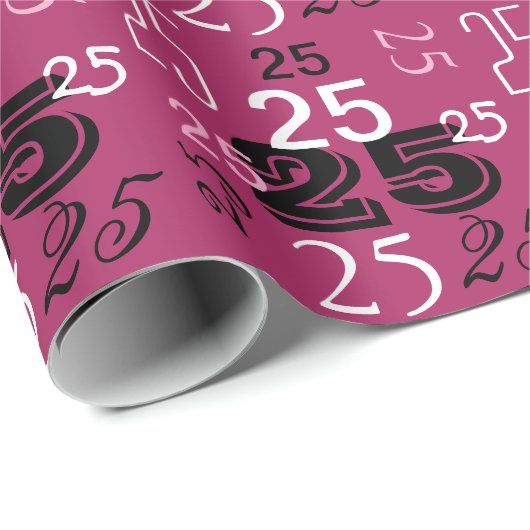 シックなピンククールフォント数パーソナライズされた ラッピングペーパー (ロールコーナー)