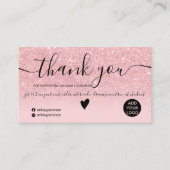 シックなピンクグラデーションのグリッターのスパ感謝していクルの注文 名刺 (正面)