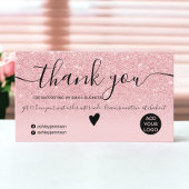 シックなピンクグラデーションのグリッターのスパ感謝していクルの注文 名刺