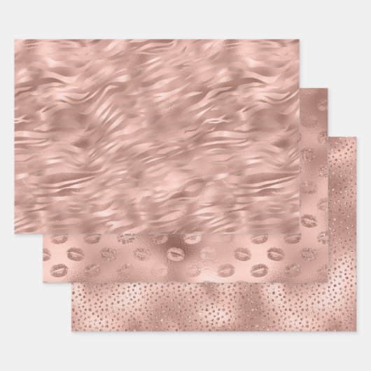 シックなピンクグラム ラッピングペーパーシート (セット)