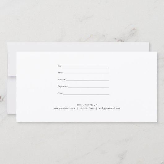 シックなピンクグリッターの顧客ギフト証明書 (裏面)