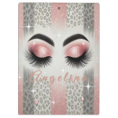 シックなピンクグリッターまつげ クリップボード (裏面)
