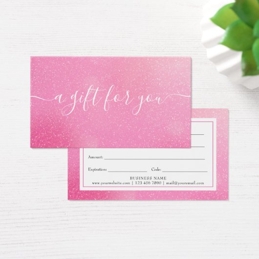 シックなピンクグリッターギフト券 (デスク)