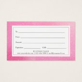 シックなピンクグリッターギフト券 (裏面)