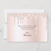 シックなピンクグリッタードリップブラックスクリプト卒業 サンキューカード (裏面)