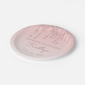 シックなピンクグリッタードリップ卒業パーティー ペーパープレート (アングル)