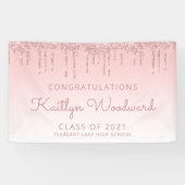 シックなピンクグリッタードリップ卒業 横断幕 (横)