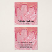 シックなピンクグリッターマーブルドリップスイヤリングディスプレイ (正面&裏面)