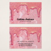 シックなピンクグリッターマーブルドリップブレスレットディスプレイ (正面&裏面)