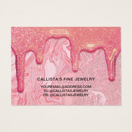 シックなピンクグリッターマーブルドリップブレスレットディスプレイ (裏面)