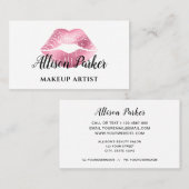シックなピンクグリッターリップメイクアップアーティスト 名刺 (正面/裏面)