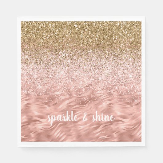 シックなピンクグリッツゼブラプリント スタンダードランチョンナプキン (正面)