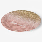 シックなピンクグリッツゼブラプリント ペーパープレート (アングル)