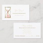 シックなピンクグリッツホーグラス美しいサロンアポイントメント 予約カード (正面/裏面)