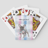 シックなピンクグリーンブルーフローラ犬 トランプ (裏面)