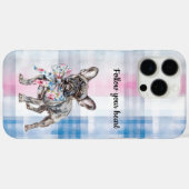 シックなピンクグリーンブルーフローラ犬 Case-Mate iPhoneケース (裏面 (横))