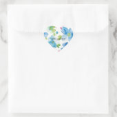 シックなピンクグリーンブルーフローラ ハートシール (バッグ)