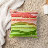 シックなピンクグリーン抽象芸術波金ゴールドグリッタースパークル クッション (ブランケット)