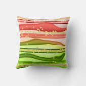 シックなピンクグリーン抽象芸術波金ゴールドグリッタースパークル クッション (裏面)