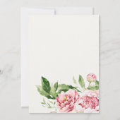 シックなピンクグリーン牡丹フローラブライダルシャワー招待状 サンキューカード (裏面)