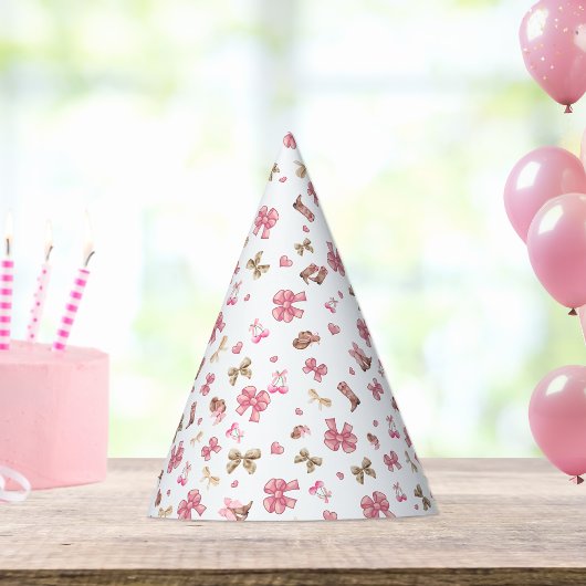 シックなピンクコケット女性のカーボーイボーズブーツパターン パーティーハット