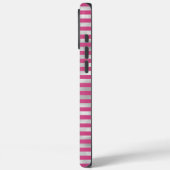 シックなピンクシルバーズストライプモノグラム Case-Mate iPhoneケース (裏面 / 左)