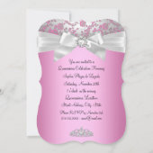 シックなピンクシルバーボウ&バラフォトキンセアニェラ 招待状 (裏面)