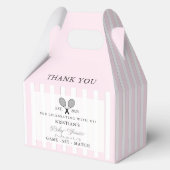 シックなピンクストライプ色のテニスベビーシャワーありがとう フェイバーボックス (正面)