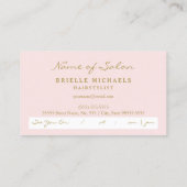 シックなピンクストライプ金ゴールドはさみヘアアポイントメント 予約カード (裏面)