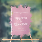 シックなピンクスプラッシュ結婚の歓迎 アクリルサイン (ニュートラル)